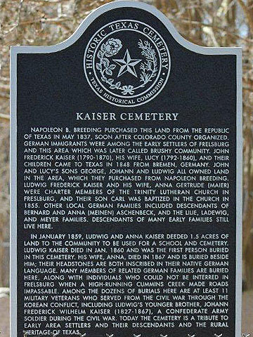 Historic Texas Cemetery marker
